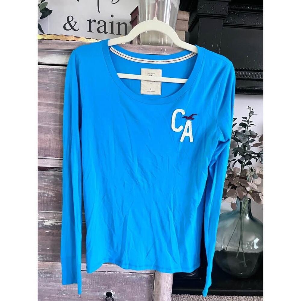 Vintage Y2K Hollister Baby Tee Long Sleeve Top Bubble Puffy Letters Logo Large - Picture 2 of 8